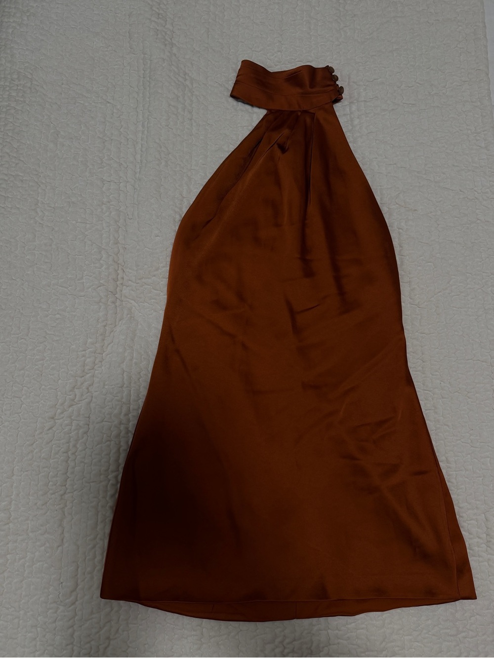 Rust Silk Halter Neck Mini Dress